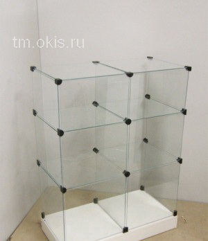 стеклянные кубы с подиумом 100мм 2 кубика в ширину и 3 в высоту